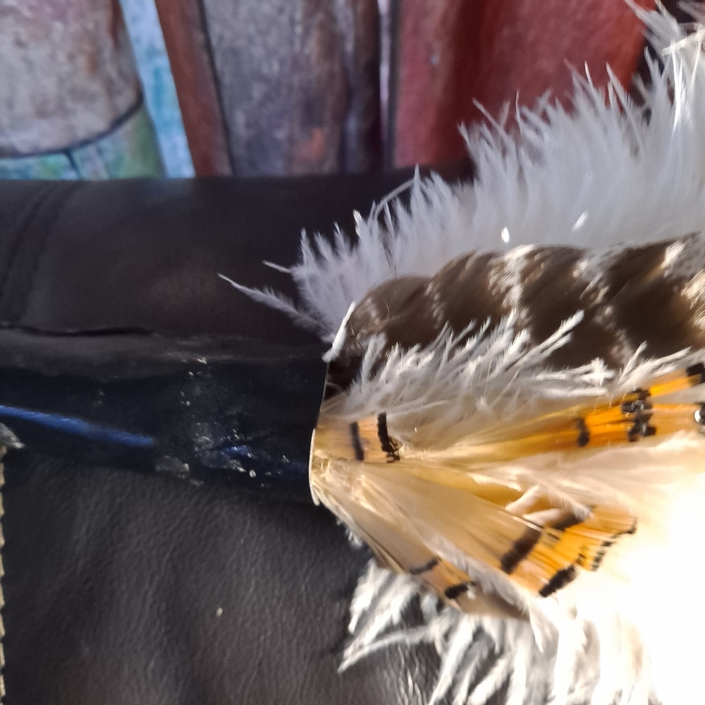 Handmade smoke or prayer fan. Ostrich, turkey and pheasant feathers. NEW!